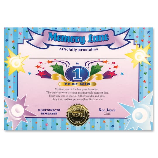 Beistle 1 Year Old Boy Certificates, 6ct.